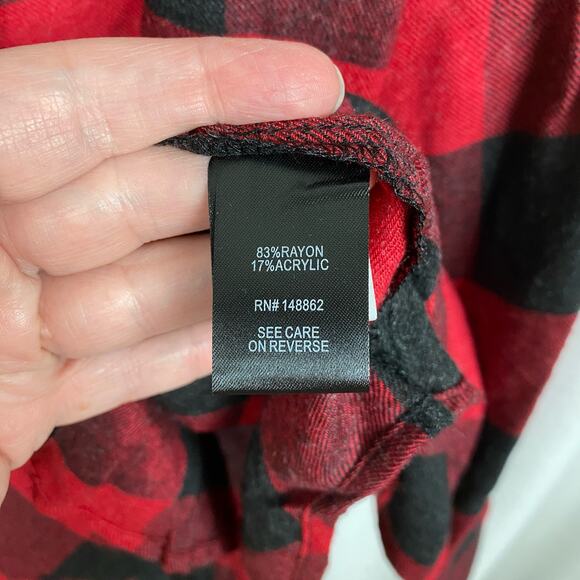 Torrid Red Plaid Brushed Rayon&Acrylic Button Up Shirt Sz.3 NWT - Picture 12 of 14